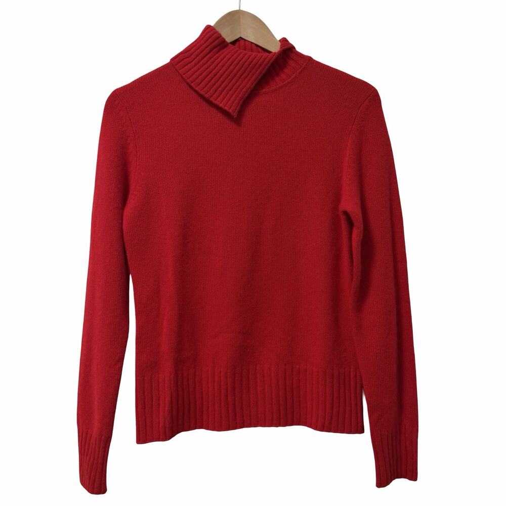 Charter Club 2-Ply Cashmere Red‎ Turtleneck Sweater Size M Red Holiday Old Money